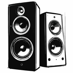 Abstract illustration of stereo speakers. Vector image
