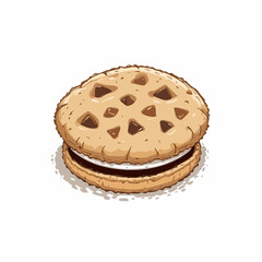 Chocolate Chip Cookie Sandwich Illustration. Vector image