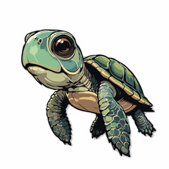Cute Baby Turtle Vector Illustration. Vector image