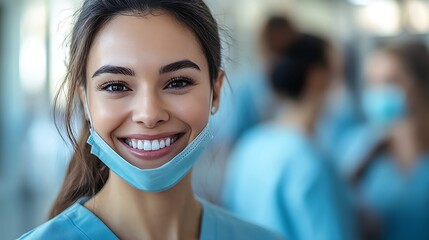 Happy dentist with bright smile wearing mask. Professional oral care, dental health awareness and healthcare service. World Oral Health Day promoting clean teeth and confident smiles