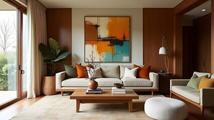 Fototapeta premium Elegant minimalist living space design high resolution photo