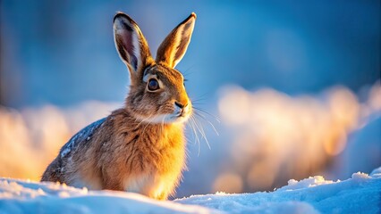 Adorable Hare in Winter Wonderland Macro Photography