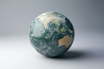 Fototapeta premium The Earth globe is depicted realistically on a gray surface