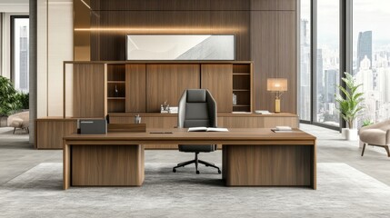Wholesale office furniture featuring a premium wooden desk with a smooth finish
