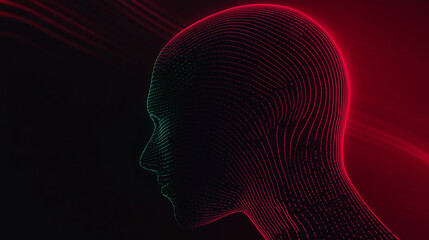 Obraz premium Futuristic digital human head, glowing AI intelligence, abstract cybernetic mind, artificial consciousness, technology and innovation concept 