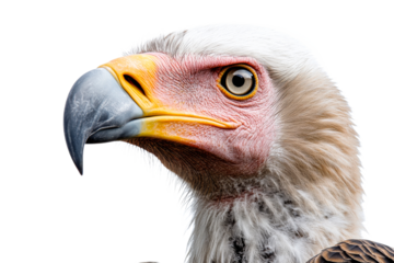 Majestic Griffin Vulture portrait, detailed avian headshot, cut out transparent