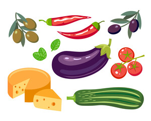 vegetables and fruits vector set illustration