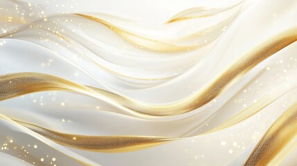 Elegant Golden and White Abstract Waves Luxury Background Design Texture Flowing Smooth Soft Shiny Swirling Subtle Shimmering Festive Sparkling       