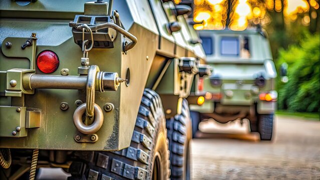 Armored Vehicle Rear End Pintle Hook High Depth of Field