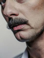 Fototapeta premium Detailed black mustache on white backdrop