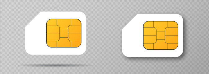 Vector Mobile Cellular Phone Sim Card Chip Isolated on Background. Vector 10 eps.