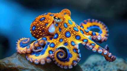 Discover the mesmerizing beauty of the deadly blue ringed octopus in its vibrant underwater habitat.