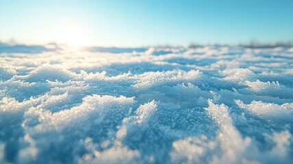 Naklejka premium Glistening Snow Crystals Under Bright Sunlight