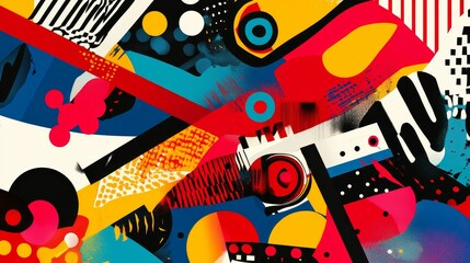 Vibrant chaotic abstract artwork with dynamic shapes
