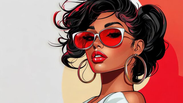 Vibrant cartoon of a Cuban woman, perfect for music posters and modern design, featuring unique textures and a lively style.