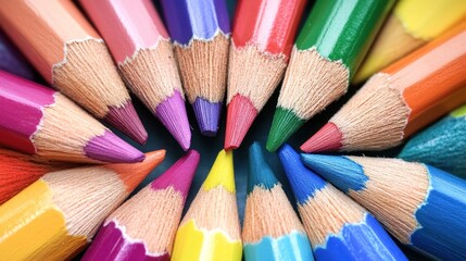 Fototapeta premium Colorful Pencils in a Circular Arrangement