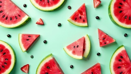 Vibrant watermelon pattern with seeds for a fun and playful look, fruit, repeated, vector