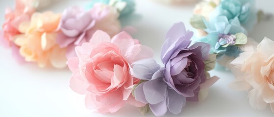 Fototapeta premium A variety of colorful flowers arranged on a white background.