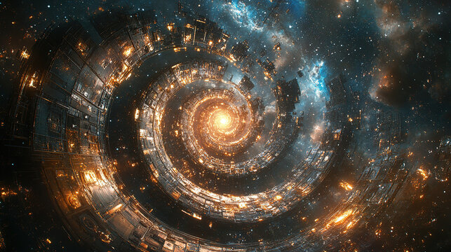 Cosmic spiral journey space digital art sci-fi environment galactic viewpoint interstellar adventure