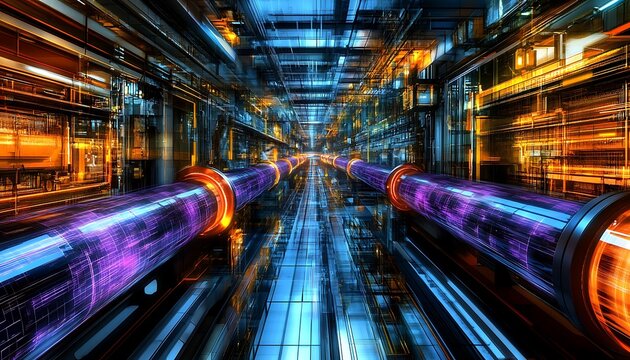 Futuristic Data Highway for Cybernetic Cityscape.