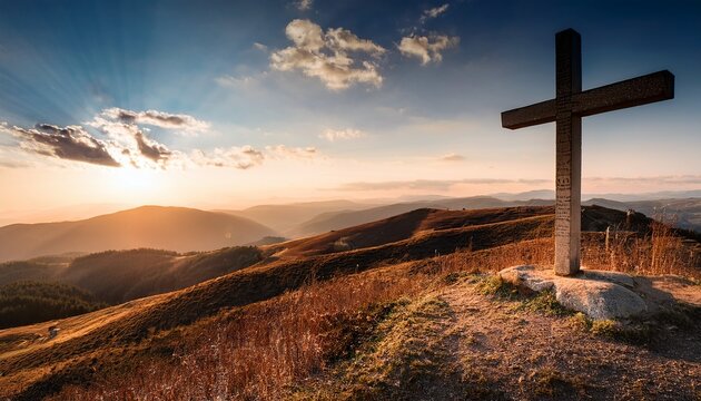 matthew vintage bible verse background on one cross on a hill