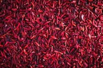 Fototapeta premium Abundance of red chili peppers filling frame. AI image