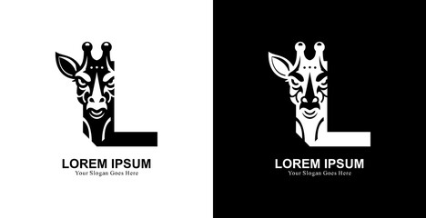 giraffe head logo design combined with the letter L