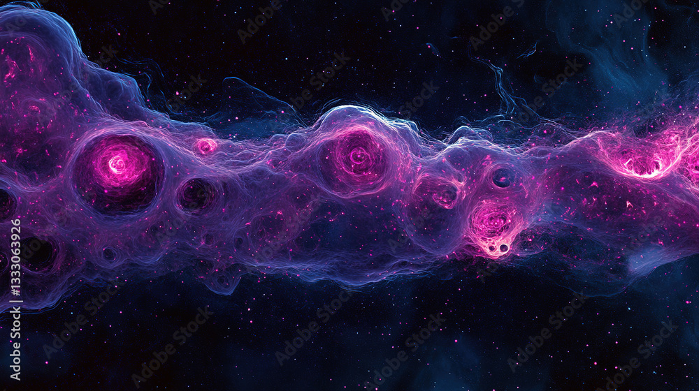 Wall mural exploring the vibrant cosmic nebula outer space digital art dark background fractal view galactic co
