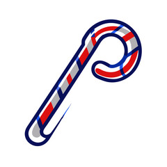 Obraz premium Candy cane icon with red and white stripes, festive holiday concept