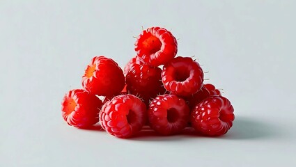 fresh raspberries with delicate texture, bright red tones and natural