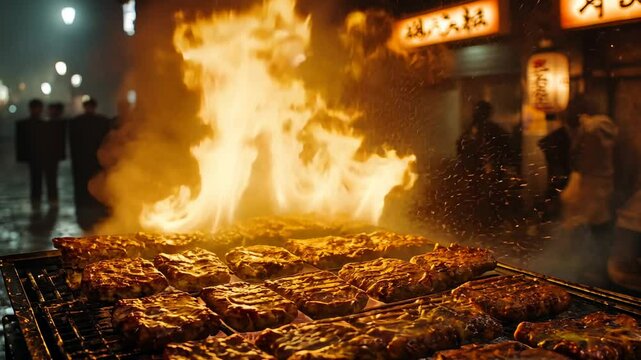 Night Street Food Grill, Flaming Delights