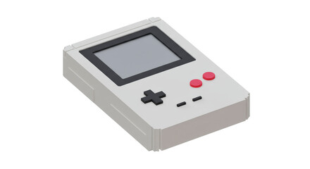 Fototapeta premium A classic 80s classic arcade machine with a pixelated game screen, standing against a transparent backdrop.