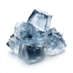 Obraz premium A collection of ice cubes scattered on a smooth white surface.