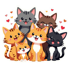 Fototapeta premium Furry Friends Forever: Adorable Animal Set, Fluffy Companions: Adorable Pet Collection Whiskers & Paws: Cute Pets Illustration Playful Pals: Happy and Lovable Pets
