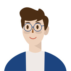 Flat Illustration of a Happy Man Wearing Glasses