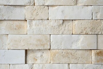 Obraz premium Beige stone wall with textured surface pattern. AI generative