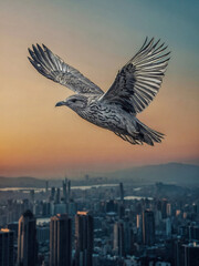 Fototapeta premium Flying bird line art, ideal for minimalistic art