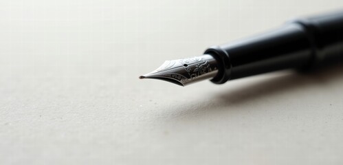 A close-up shot of a fountain pens nib, symbolizing elegance, creativity, and professionalism in writing and artistry. Perfect for branding, education, and corporate themes.