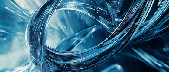 Elegant ribbon-like blue curves twisting in a futuristic background-6