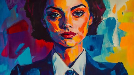 Fototapeta premium Colorful painting of a woman in a suit