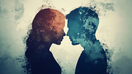 Psychotherapy session for couple, mental treatment for people. Vector psychological counseling problem, professional consultation and depression illustration
