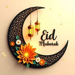 Luxury Eid Celebration Design – Gold, Mandala, and Lanterns