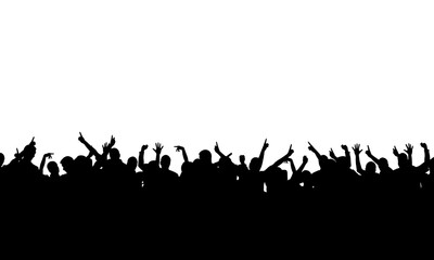 Silhouettes of cheerful people having fun celebrating. Crowd of people having fun at a party on a holiday on a white background. happy dancing people.