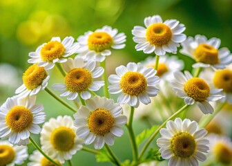 Obraz premium Vibrant Feverfew Flowers in a Summer Garden - Rule of Thirds Composition