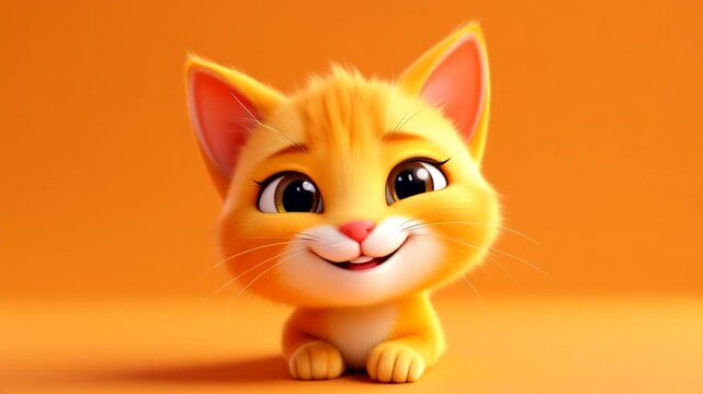 Anima&ccedil;&atilde;o divertida de um emoji de gato amarelo expressivo. O v&iacute;deo mostra o personagem interagindo de forma cativante e animada, perfeito para conte&uacute;dos de redes sociais, comunica&ccedil;&atilde;o digital e projeto