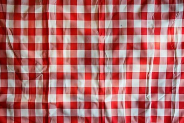 Photo of Checkered red and white plaid. Detailed image