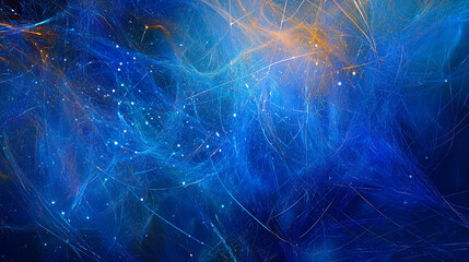 Iridescent blue streaks weaving through a deep, glowing space-3