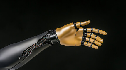 A futuristic prosthetic arm with biotech nerve integration, allowing full sensory control