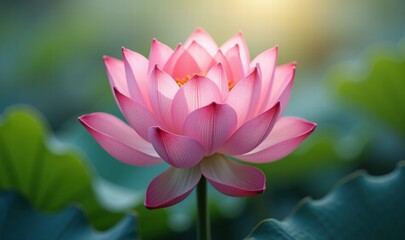 Obraz premium A stunning pink lotus flower blooming gracefully, symbolizing purity and beauty, perfect for wellness, nature, or mindfulness themes.