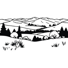 Obraz premium vector illustration of a mountain landscape